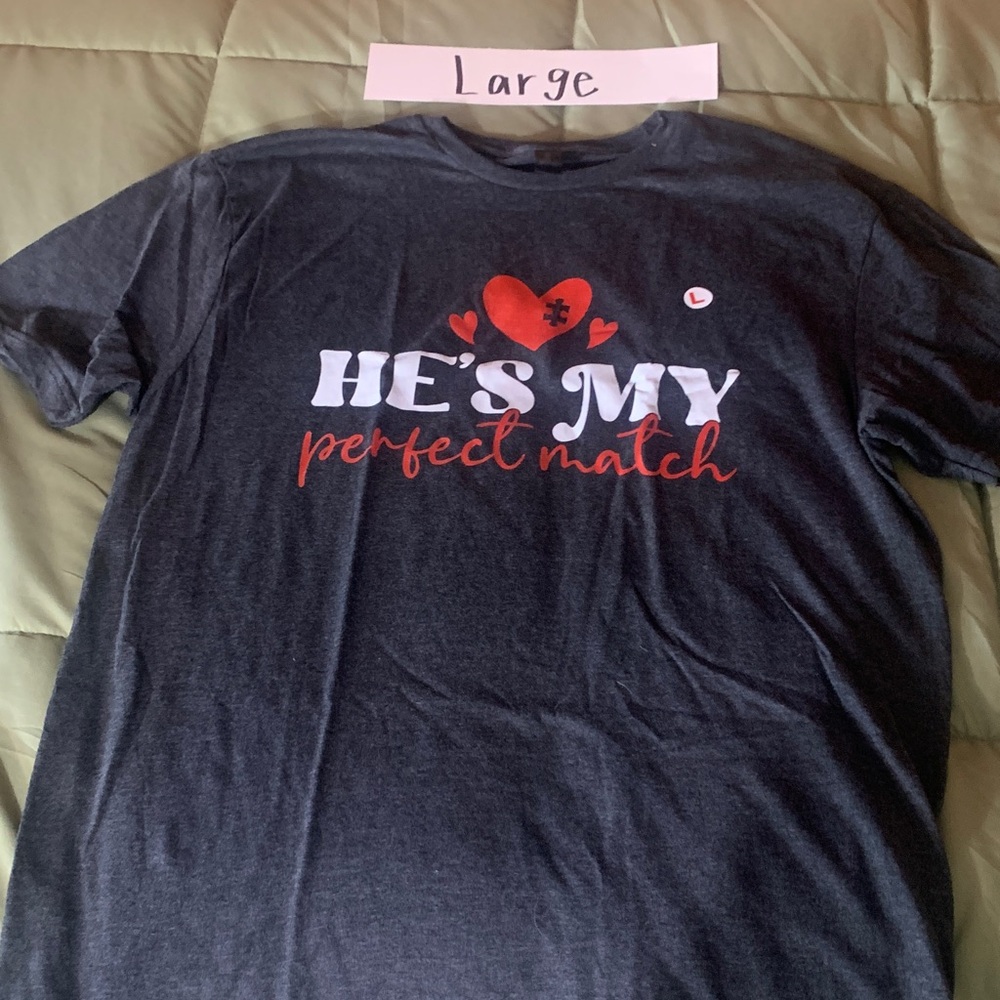 Gildan Dark Gray “He's My Perfect Match' Tee
